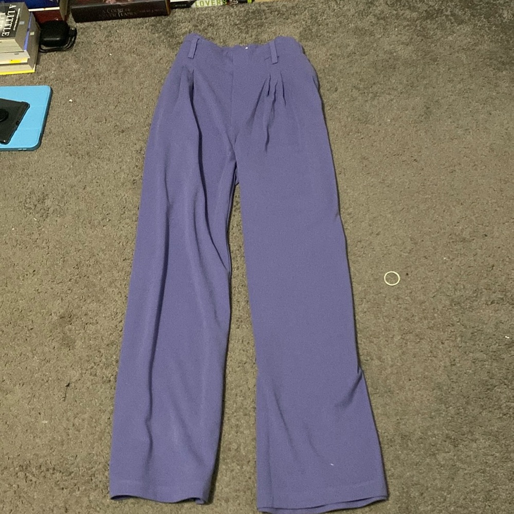 purple straight leg pants